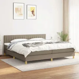 vidaxl-lozko-kontynentalne-z-materacem-taupe-tkanina-200x200-cm