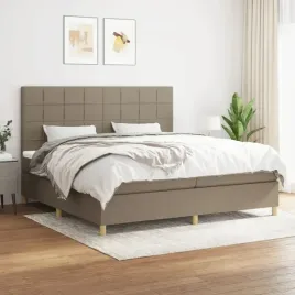 vidaxl-lozko-kontynentalne-z-materacem-taupe-tkanina-200x200-cm