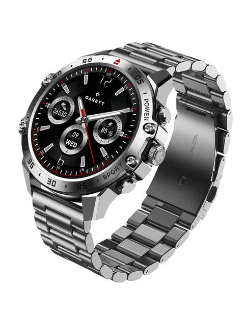 Garett V14 Srebrny Stalowy Smartwatch Bluetooth Rozmowy IP68 Sport