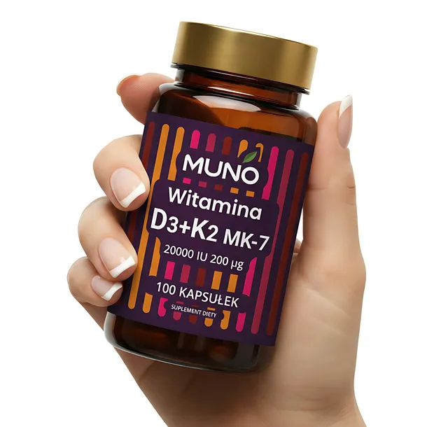 MUNO Vitamins WITAMINA D3 20000 + 200 mcg 100 kapsułek SUPER MOCNA ODPORNOŚ