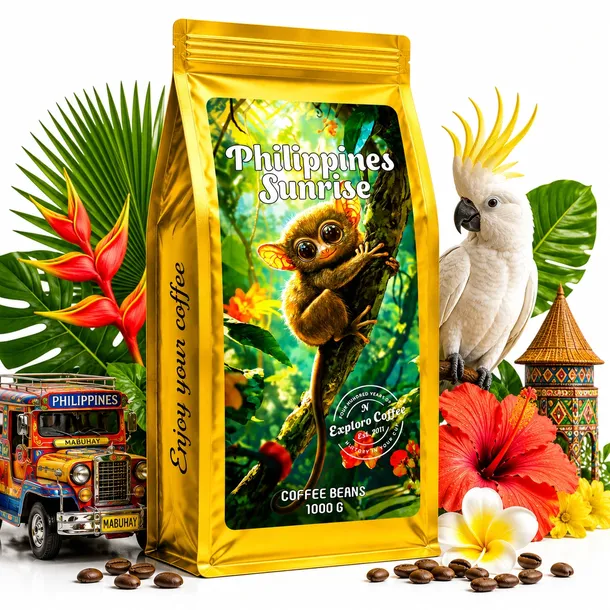 Kawa ziarnista 1kg Philippine Sunrise | Crema | Świeżo Palona