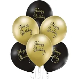 balony-happy-birthday-czarno-zloty-belbal-12-6-szt