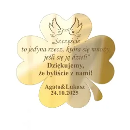 zloty-magnes-na-slub-podziekowanie-dla-gosci-z-grawerem-koniczynka-lustro