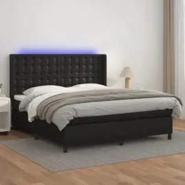 vidaxl-lozko-kontynentalne-z-materacem-i-led-czarna-ekoskora-160x200cm
