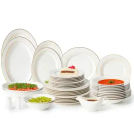 porcelanowy-serwis-obiadowy-47el-zestaw-talerzy-bialych-zloty-pasek-12-osob