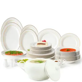 porcelanowy-serwis-obiadowy-48el-zestaw-talerzy-bialych-zloty-pasek-12-osob