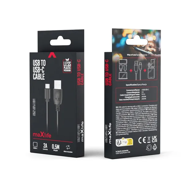maxlife-kabel-usb-usb-c-05-m-2a-czarny-stan-nowy