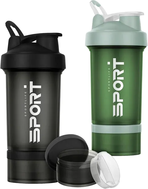 SHAKER PROTEINOWY 2 SZT 500ml KULKA MIKSUJĄCA SKALA BEZ BPA FITNESS