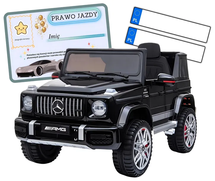 Auto na akumulator Mercedes AMG G63 dziecko pilot skóra samochód EVA czarny