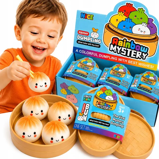 DUMPLING PIEROŻEK ANTYSTRESOWY GNIOTEK 4 PIEROŻKI + PAŁECZKI UROCZE SQUISHY