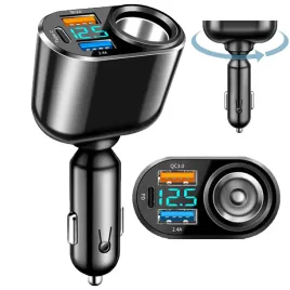 ladowarka-samochodowa-rozdzielacz-zapalniczki-mocne-usb-c-2xusb-wyswietlacz