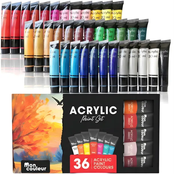 FARBY AKRYLOWE DUŻY ZESTAW FARB AKRYLOWYCH 36x20ml FARBA AKRYLOWA W TUBKACH