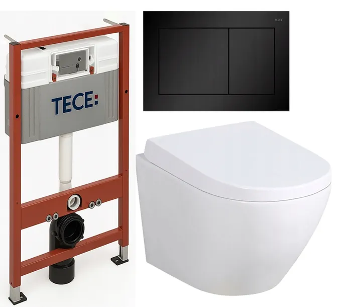 ZESTAW PODTYNKOWY 7W1 STELAŻ TECE + MUSZLA MISA WC TORNADO +PRZYCISK +DESKA