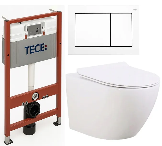 ZESTAW PODTYNKOWY 7W1 STELAŻ TECE + MUSZLA WC TORNADO SLIM +PRZYCISK +DESKA
