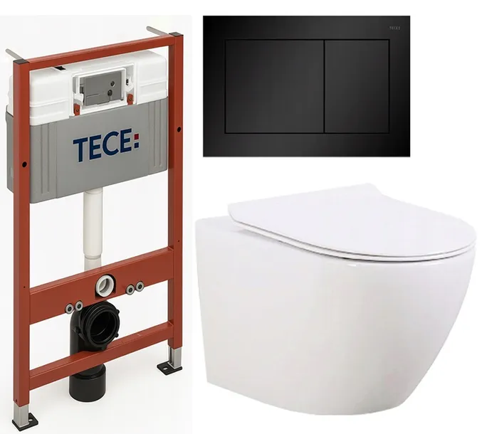 ZESTAW PODTYNKOWY 7W1 STELAŻ TECE + MUSZLA WC TORNADO SLIM +PRZYCISK +DESKA