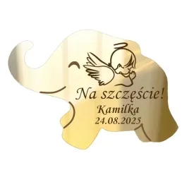 podziekowanie-dla-gosci-na-chrzest-slonik-zloty-magnes-z-grawerem-lustro
