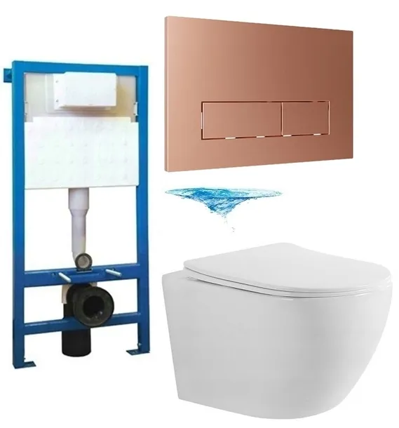 7w1 ZESTAW PODTYNKOWY WC STELAŻ LAVITA BRUSHED COPPER MISKA WC WIR TORNADO