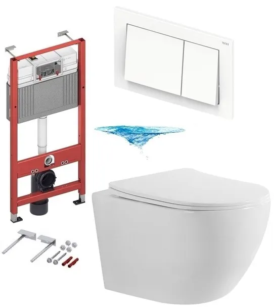 ZESTAW WC STELAŻ TECE BASE PRZYCISK BIAŁY MISKA ARBO SLIM TORNADO WIR