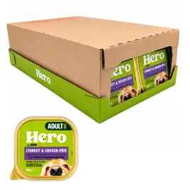 18-x-300g-mokra-karma-dla-psa-54-kg-hero-indyk-z-kurczakiem-pasztet-tacka