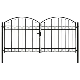 vidaxl-brama-ogrodzeniowa-podwojna-zaokraglona-stal-300x125-cm