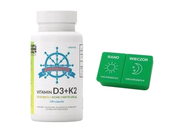 Navigator Witamina D3 10000 IU K2 MK-7 Natto 200 120kaps + GRATIS