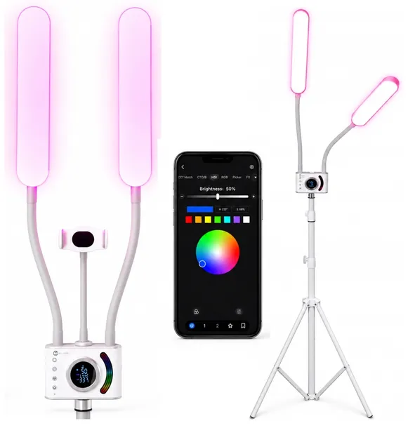 Lampa Kosmetyczna Przedłużania Rzęs Duo Multikolor Dwuramienna RGB LED