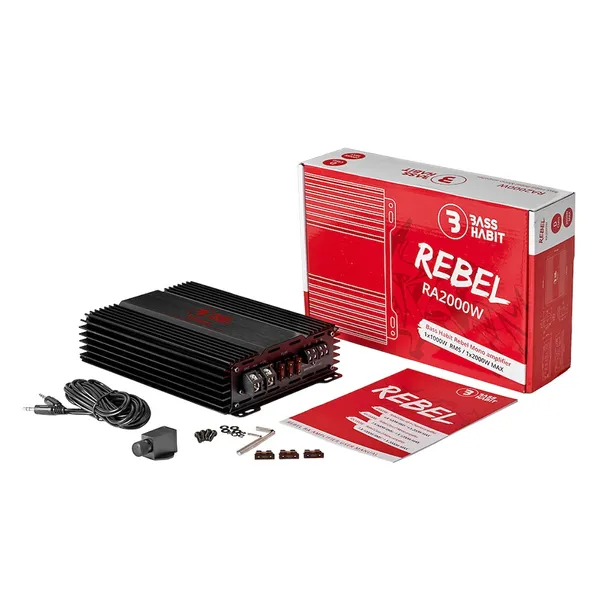 Wzmacniacz Samochodowy BASS HABIT REBEL RA Klasa D RMS 1000W Mocny 2000W
