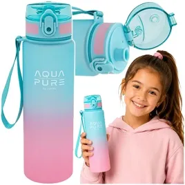 bidon-aqua-pure-astra-butelka-na-wode-600ml-szkolny-rozowy-mietowy-ombre