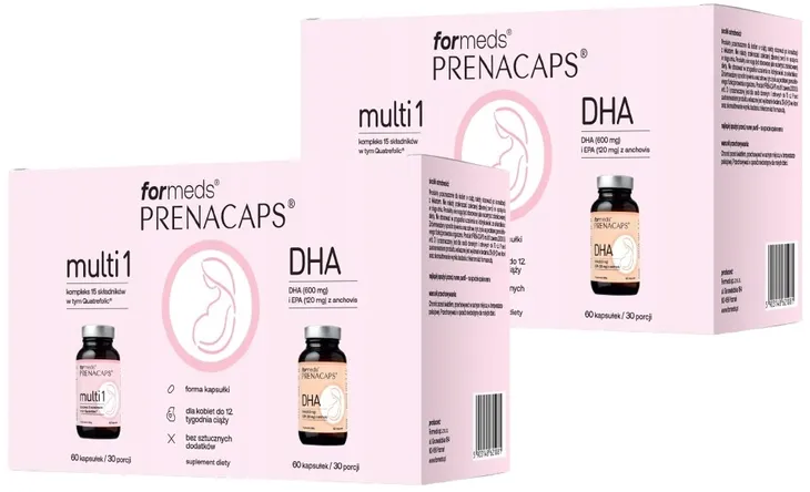 2 x ForMeds PRENACAPS MULTI 1 + DHA Witaminy Odporność Minerały Ciąża Skóra