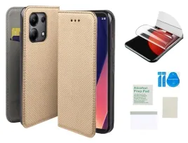 etui-z-klapka-do-xiaomi-redmi-note-13-4g-zloty-obudowa-folia-ochronna-tpu