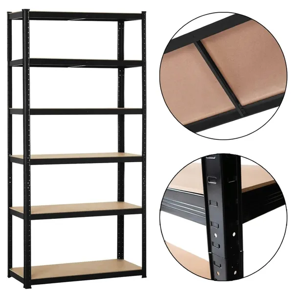 Metalowy Regał Magazynowy 3w1 220x110x50cm 1050kg czarny