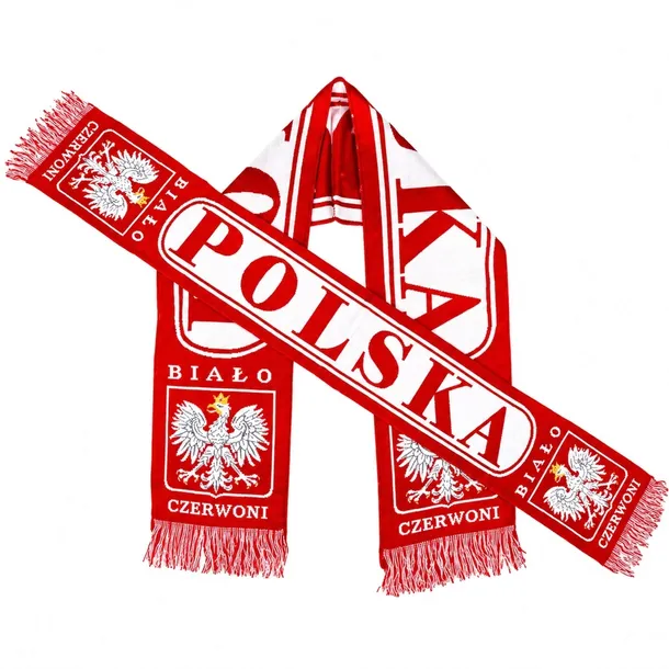 SZALIK KIBICA POLSKA DWUSTRONNY BIAŁO-CZERWONY Z ORŁEM REPREZENTACJA PL