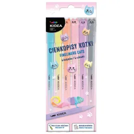 cienkopisy-6-kolorow-kotki-kidea