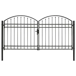 vidaxl-brama-ogrodzeniowa-podwojna-zaokraglona-stal-300x150-cm