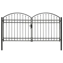 vidaxl-brama-ogrodzeniowa-podwojna-zaokraglona-stal-300x150-cm