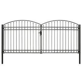 vidaxl-brama-ogrodzeniowa-podwojna-zaokraglona-stal-400x200-cm