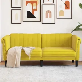 vidaxl-sofa-dwuosobowa-zolta-aksamit