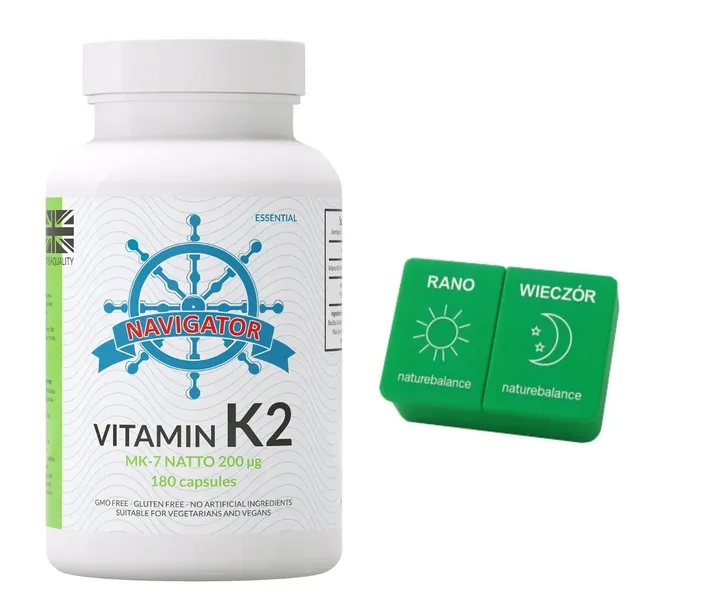 Navigator K2 MK-7 natto 200mcg ODPORNOŚĆ VEGAN 180 KAPS + GRATIS