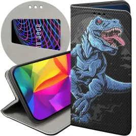 etui-z-klapka-do-huawei-nova-y70-wzory-dinozaury-reptilia-prehistoryczne