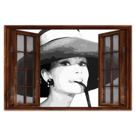 naklejki-60x40-hepburn-z-kapeluszem