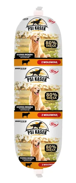 Psi kąsek 1kg baton kiełbasa dla psa  z wołowiną