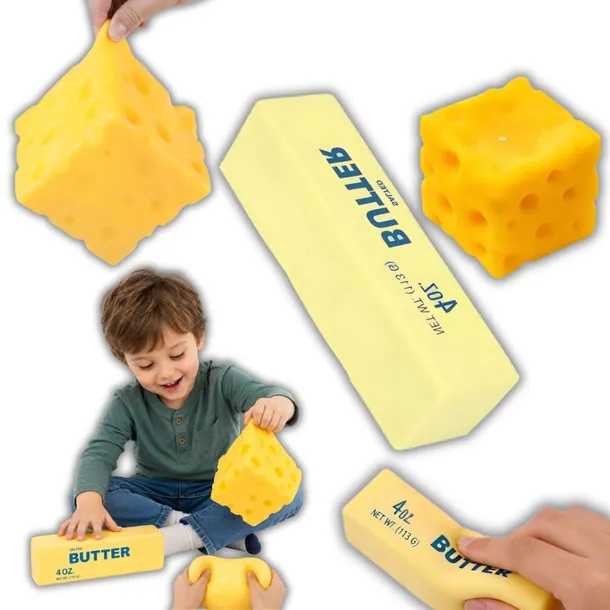 Zestaw 2 Gniotków Squishy Masło i Ser Antystres Sensoryczny Dla Dzieci