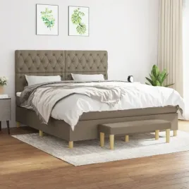 vidaxl-lozko-kontynentalne-z-materacem-taupe-tkanina-160x200-cm