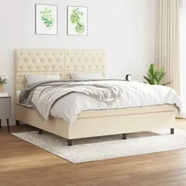 vidaxl-lozko-kontynentalne-z-materacem-kremowe-tkanina-160x200-cm