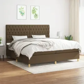 vidaxl-lozko-kontynentalne-z-materacem-brazowe-tkanina-200x200-cm