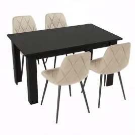 stol-kuchenny-120x80-czarny-4-krzesla-piado-bezowe