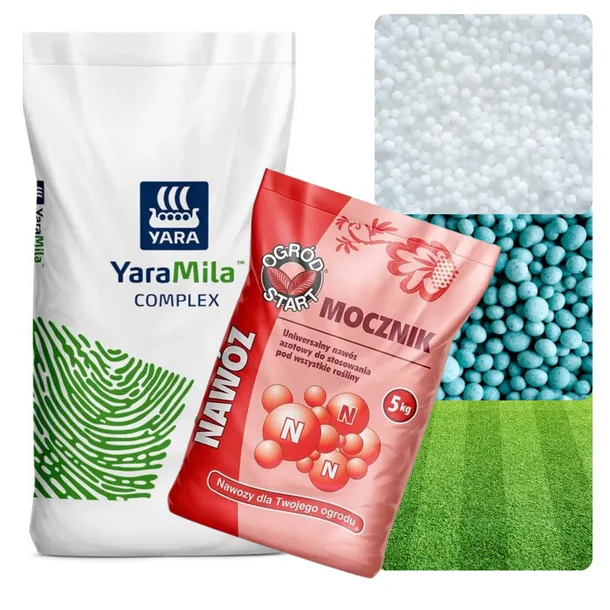 YARA MILA COMPLEX + MOCZNIK NAWÓZ DO TRAWNIKA TRAWY ZESTAW 15KG KOMPLET NPK