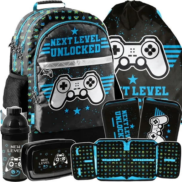 PLECAK SZKOLNY ZESTAW 5w1 GAMING GAMEPAD KOMPLET 5w1 DLA CHŁOPAKA Z PADEM