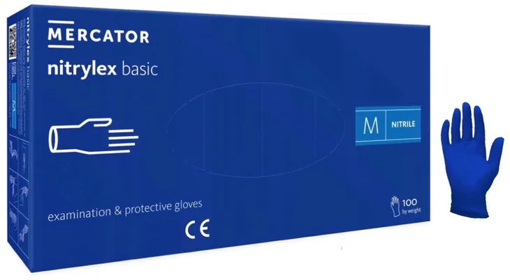 RĘKAWICE rękawiczki NITRYLOWE BEZPUDROWE blue M MERCATOR NITRYLEX BASIC
