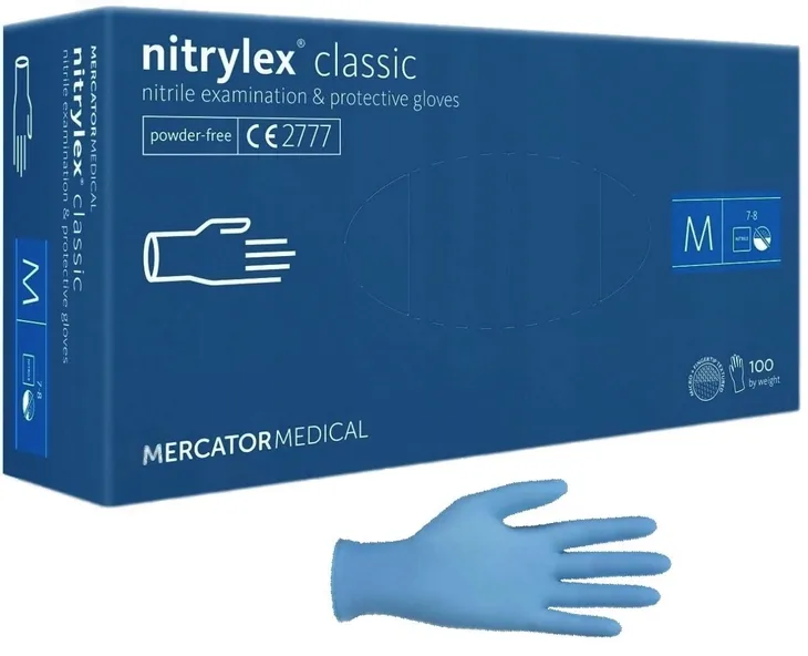 RĘKAWICE rękawiczki NITRYLOWE BEZPUDROWE blue M